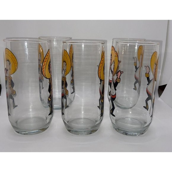 Poncho's Character 1975 Pepsi Collector Brockway Glass Tumbler - Lot of 5 - Picture 3 of 5